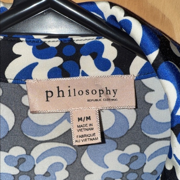 Philosophy Blue and Black Patterned Blouse - Picture 2 of 5